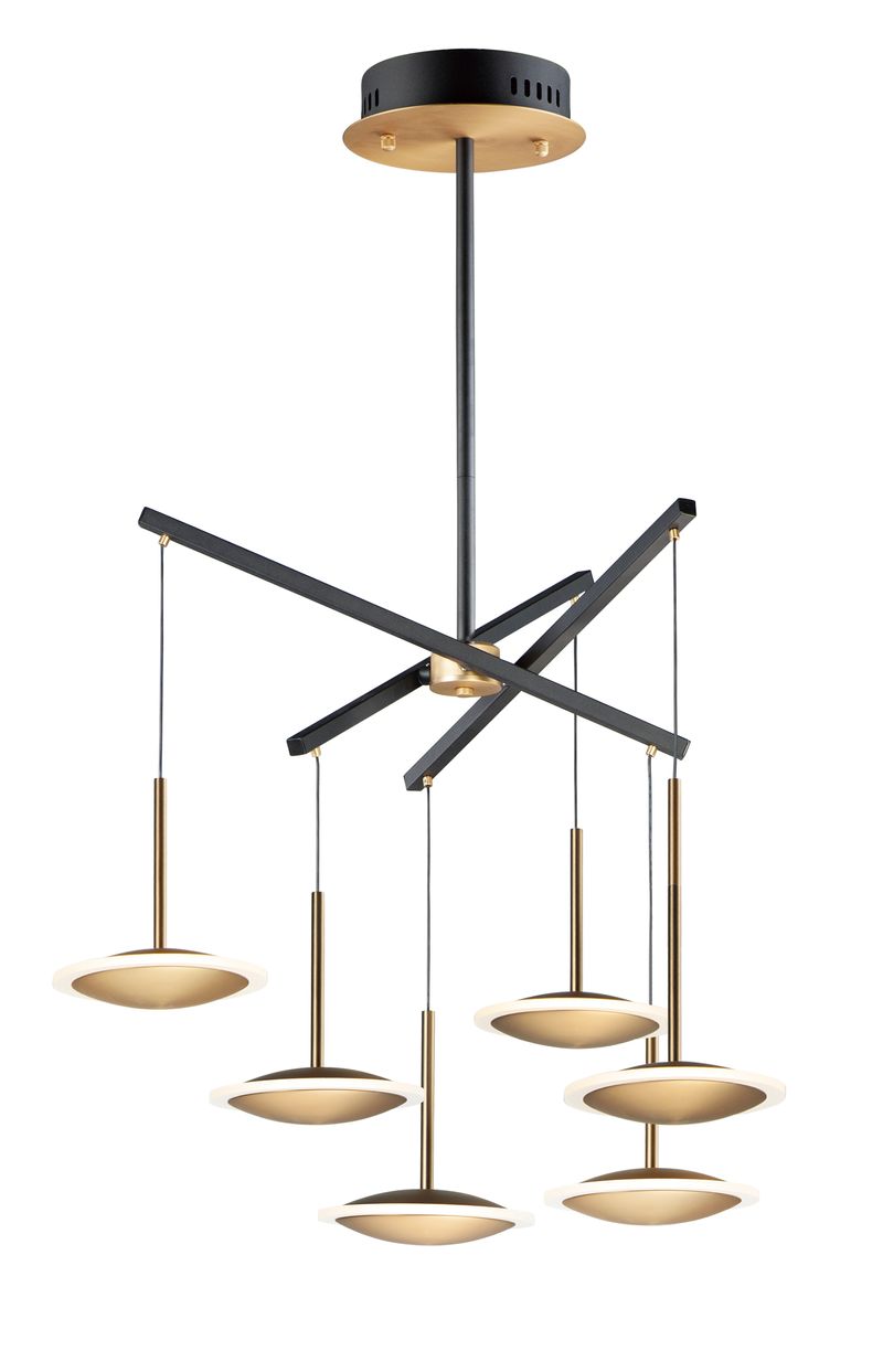 Saucer 28.5' 6 Light Multi-Light Pendant in Black and Gold