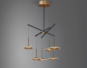 Saucer 28.5' 6 Light Multi-Light Pendant in Black and Gold