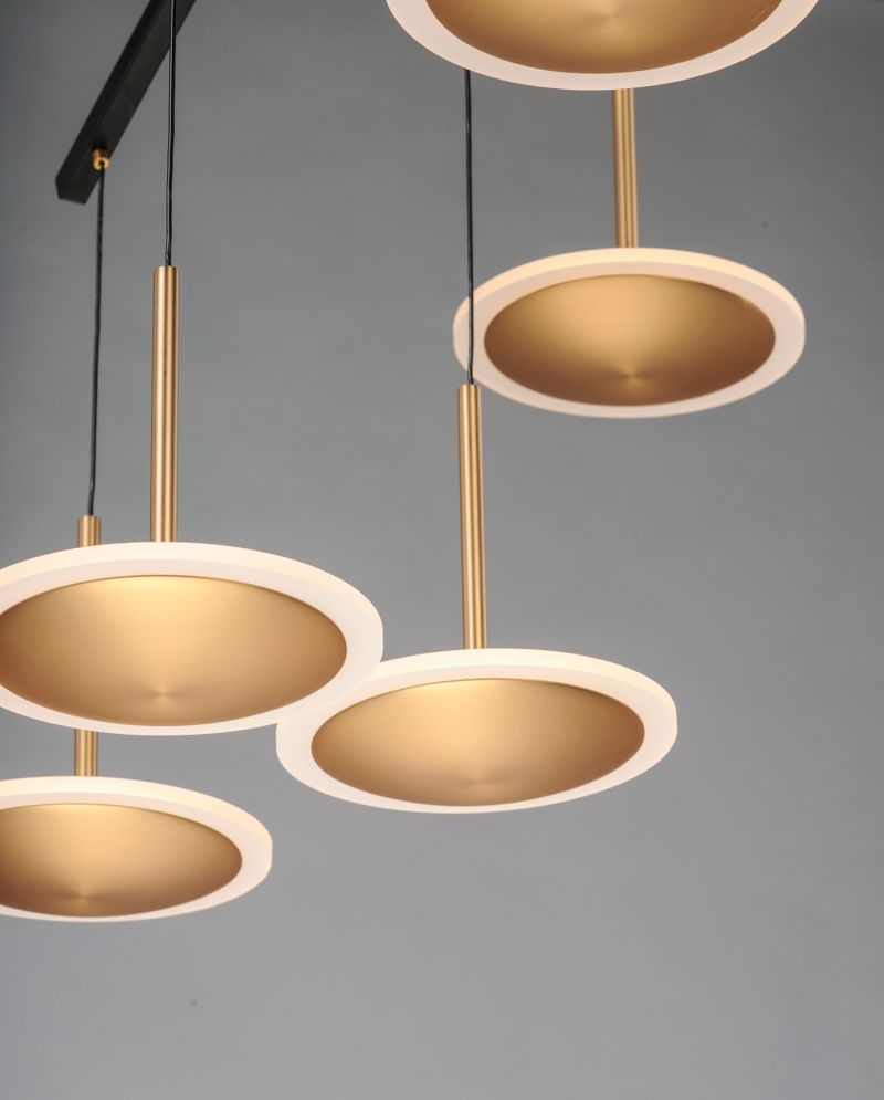 Saucer 28.5' 6 Light Multi-Light Pendant in Black and Gold