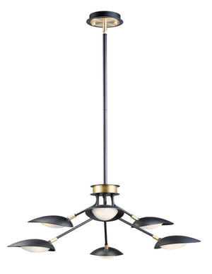 Scan 35' 6 Light Multi-Light Pendant in Black and Satin Brass