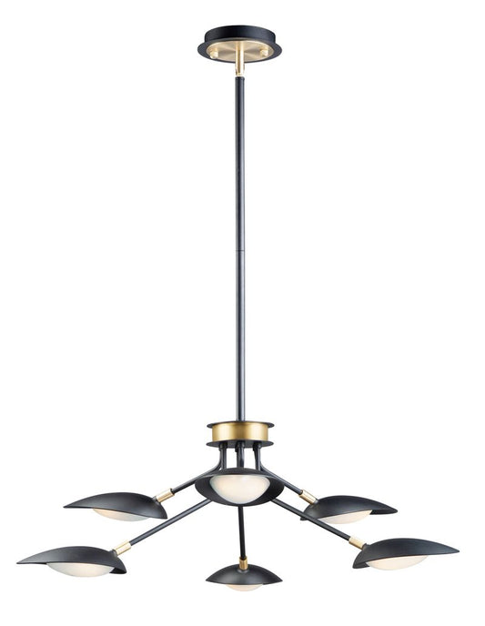 Scan 35" 6 Light Multi-Light Pendant in Black and Satin Brass