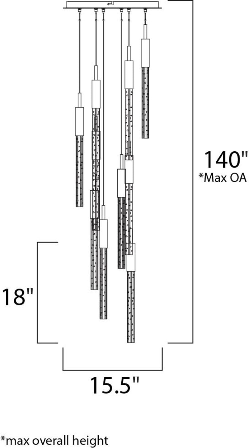 Scepter 15.5' 10 Light Multi-Light Pendant in Anodized Bronze