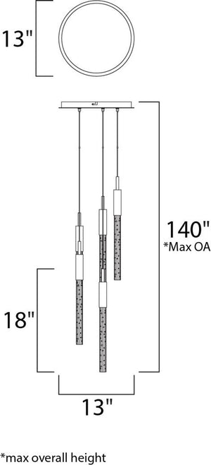 Scepter 13' 5 Light Multi-Light Pendant in Black Chrome