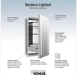 Verdera Mirrored Single Door Lighted Medicine Cabinet (20' x 30' x 5.19')