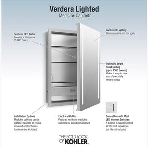 Verdera Mirrored Single Door Lighted Medicine Cabinet (24' x 30' x 5.19')
