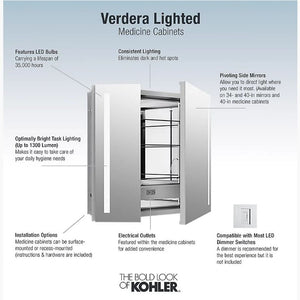 Verdera Mirrored Single Door Lighted Medicine Cabinet (45' x 34.75' x 7.38')