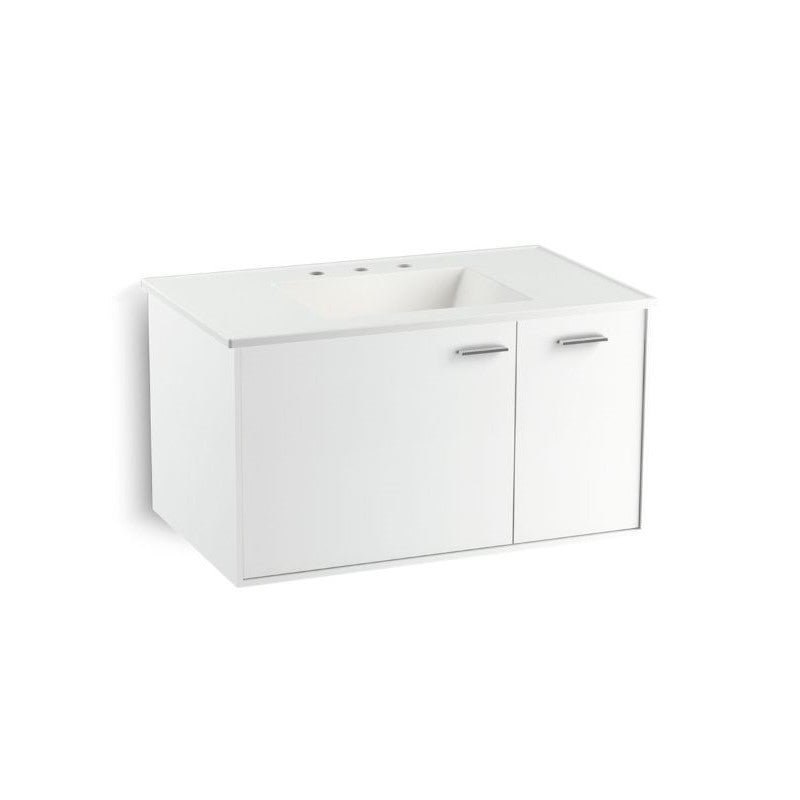 Jute Linen White Single Door Wall Mount Vanity (36' x 21.88' x 19.5')