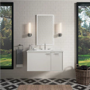 Jute Linen White Single Door Wall Mount Vanity (36' x 21.88' x 19.5')