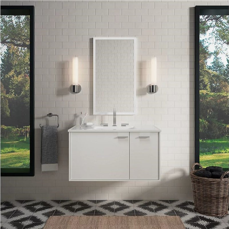 Jute Linen White Single Door Wall Mount Vanity (36' x 21.88' x 19.5')