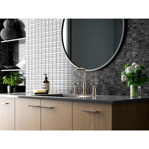 Purist Cross Handle Widespread Gooseneck Bathroom Faucet in Vibrant Brushed Nickel
