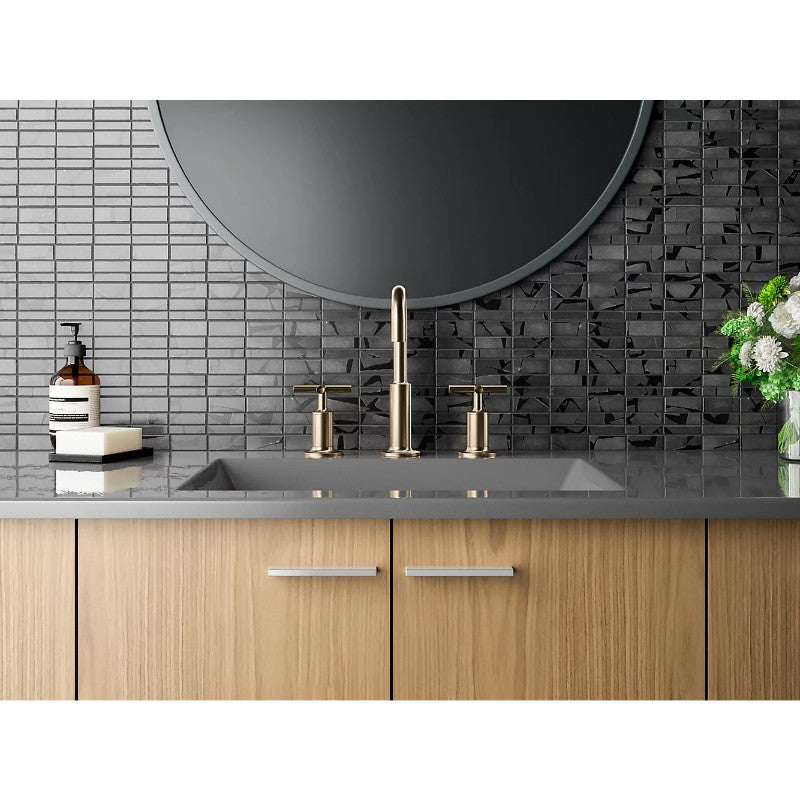 Purist Cross Handle Widespread Gooseneck Bathroom Faucet in Polished Chrome