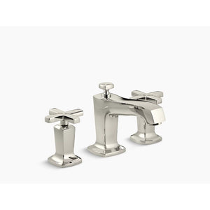 Margaux Cross Handle Widespread Bathroom Faucet in Vibrant Polished Nickel