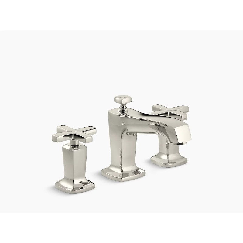 Margaux Cross Handle Widespread Bathroom Faucet in Vibrant Polished Nickel