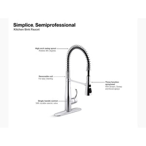 Simplice Single-Handle Pre-Rinse Kitchen Faucet in Matte Black