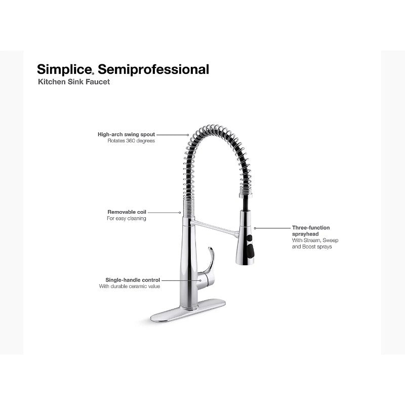 Simplice Single-Handle Pre-Rinse Kitchen Faucet in Matte Black