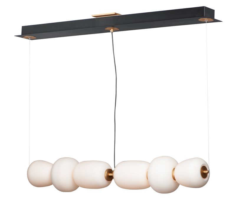 Soji 6' 2 Light Linear Pendant in Black and Gold