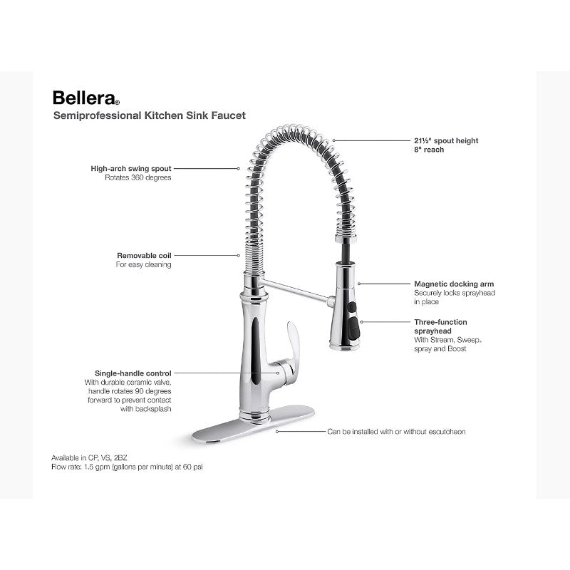 Bellera Single-Handle Pre-Rinse Kitchen Faucet in Vibrant Stainless