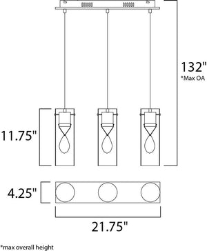 Solitaire 4.25' 3 Light Multi-Light Pendant in Polished Chrome