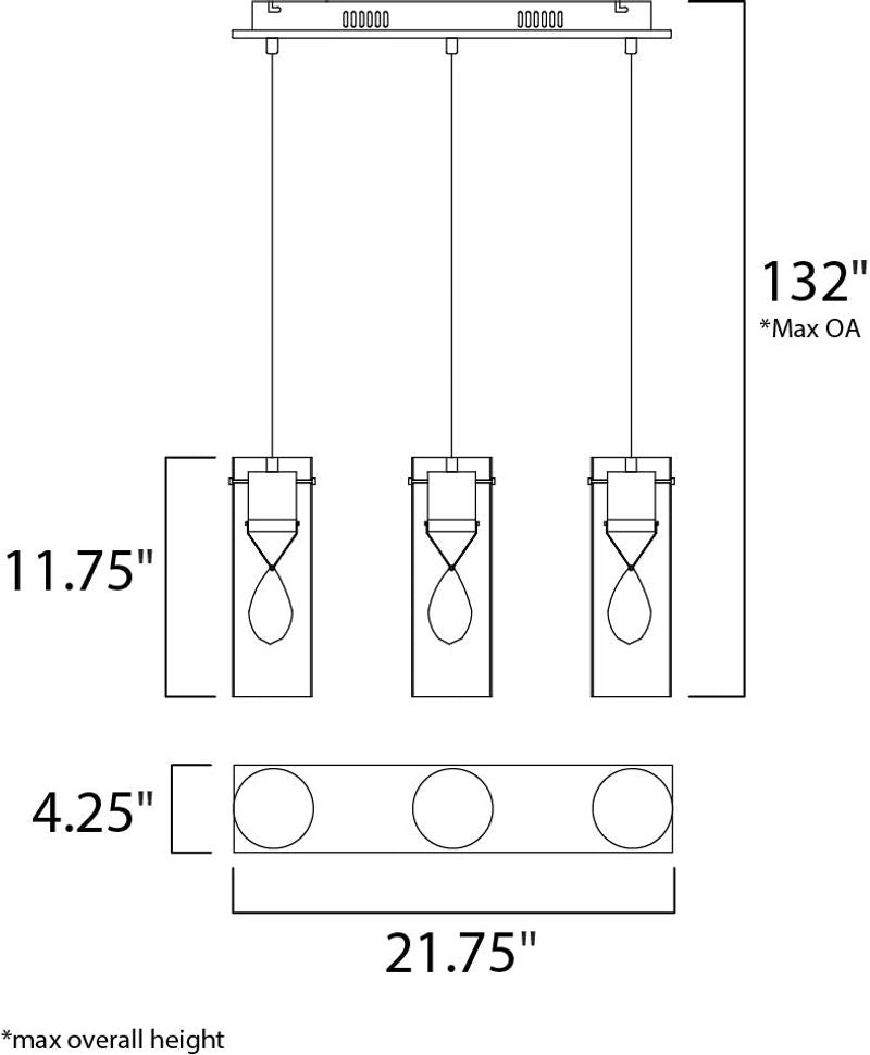 Solitaire 4.25' 3 Light Multi-Light Pendant in Polished Chrome
