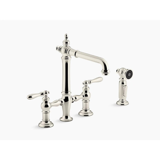 Artifacts Bridge Kitchen Faucet in Vibrant Polished Nickel