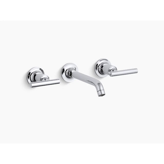 Purist Two-Handle Widespread Wall Mount Bathroom Faucet in Polished Chrome