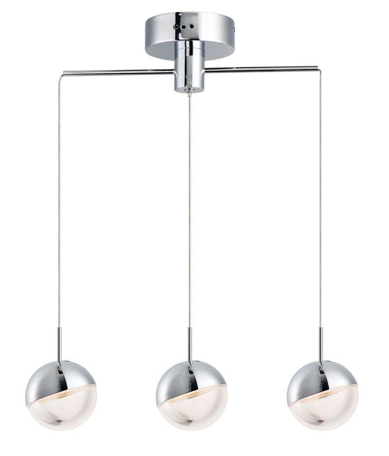 Spot 4' 3 Light Multi-Light Pendant in Polished Chrome