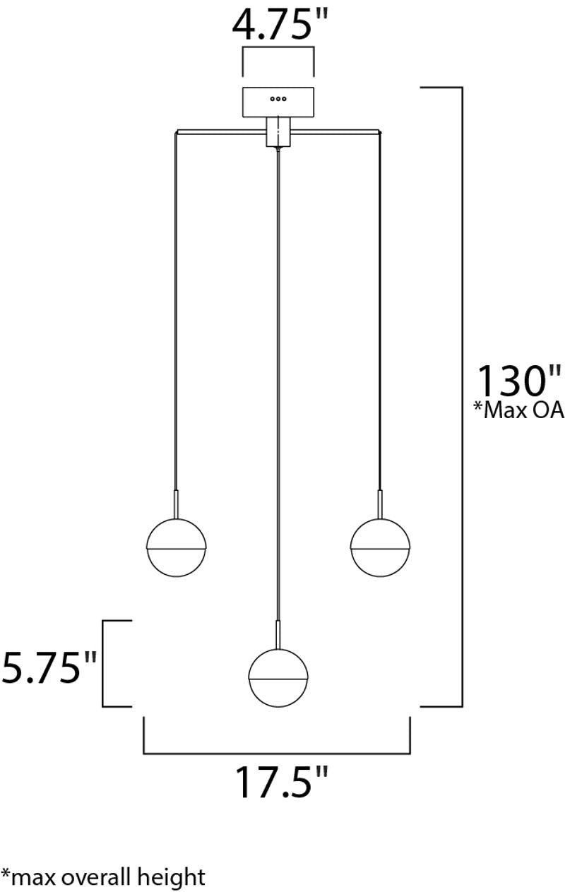 Spot 4' 3 Light Multi-Light Pendant in Polished Chrome