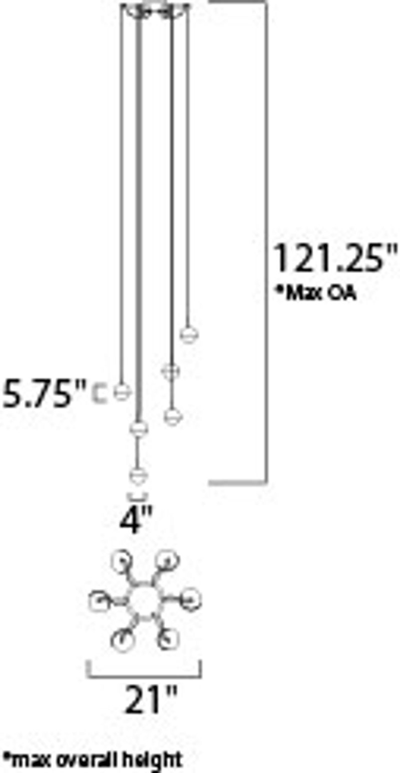 Spot 21' 6 Light Multi-Light Pendant in Polished Chrome