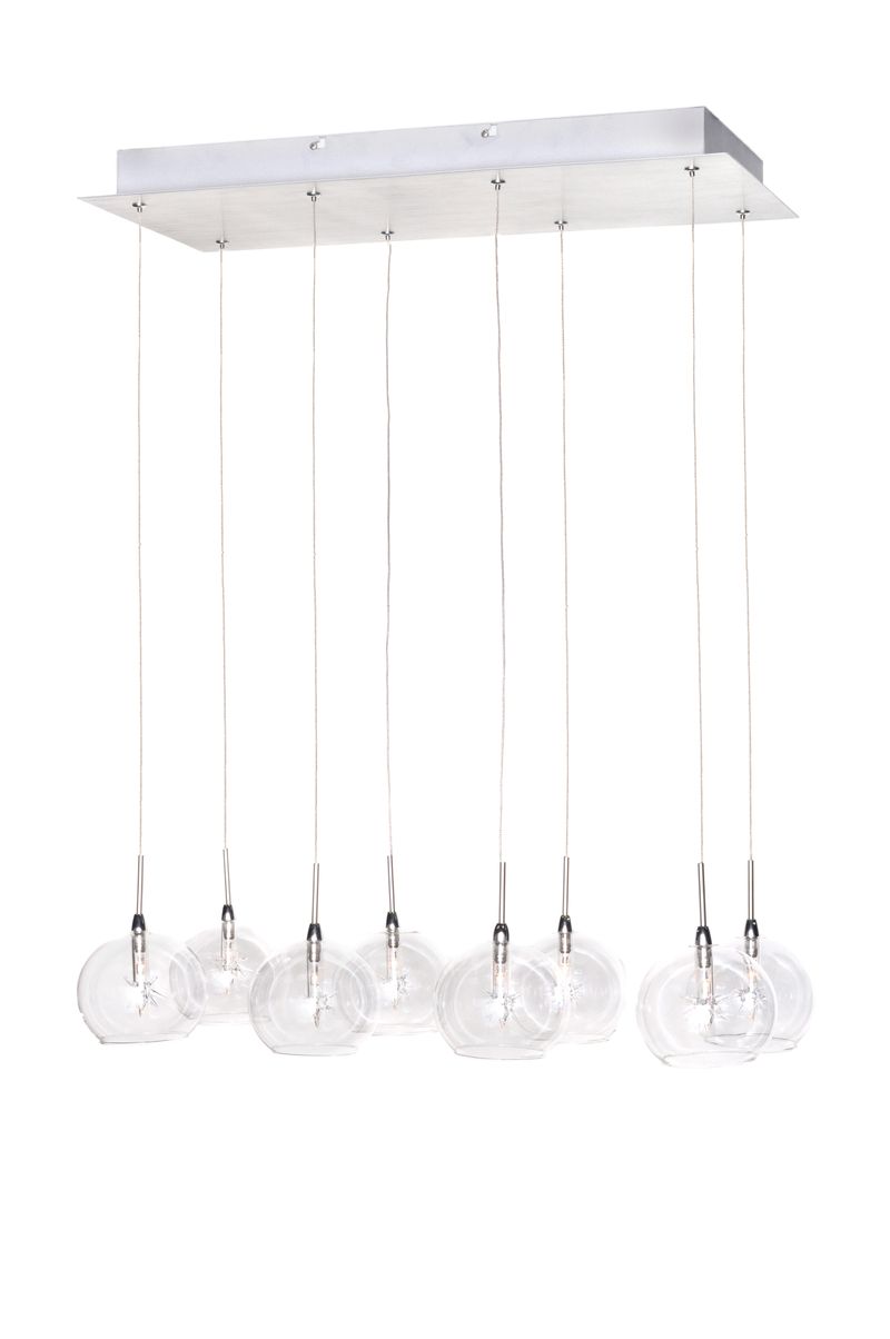 Starburst 9.5' 8 Light Linear Pendant in Polished Chrome