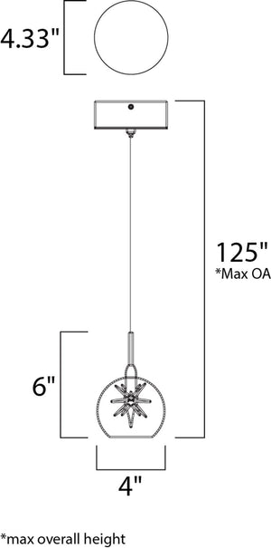 Starburst 4' Single Light Mini-Pendant in Polished Chrome