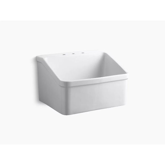 Hollister 22" x 28" x 17.5" Vitreous China Single Basin Bracket-Mounted Laundry Sink in White - Widespread Faucet Holes