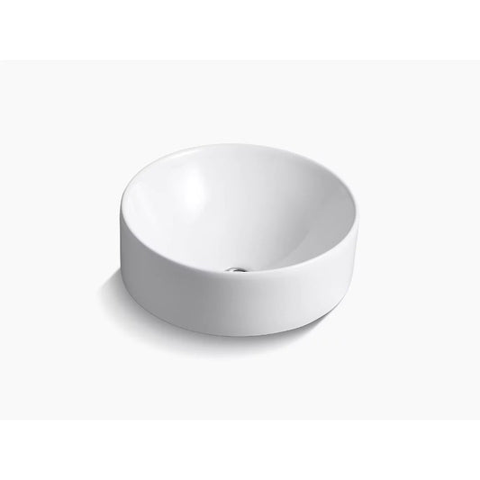 Vox Round 16.5" x 16.5" x 8" Vitreous China Vessel Bathroom Sink in White