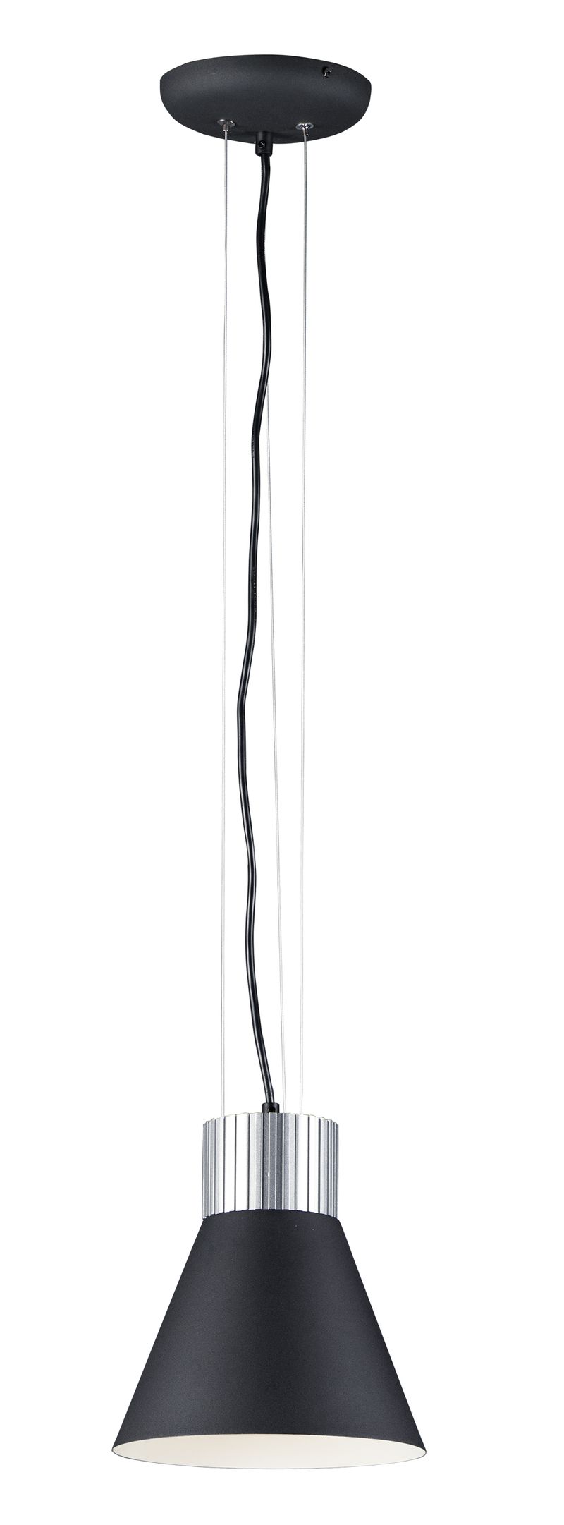 Storehouse 9' Single Light Mini-Pendant in Satin Aluminum and Black