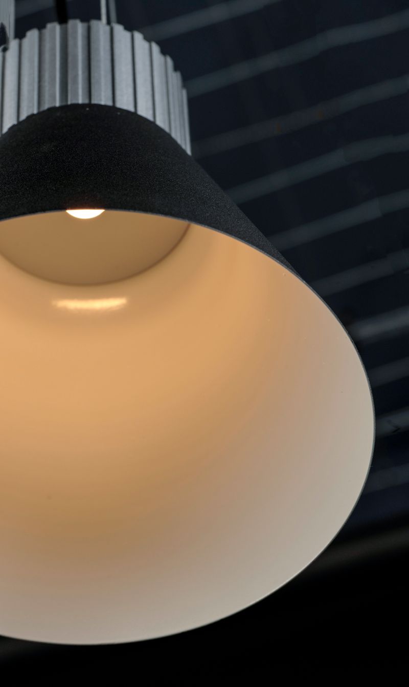 Storehouse 9' Single Light Mini-Pendant in Satin Aluminum and Black