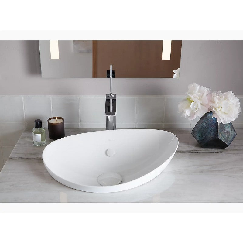Veil 14.06' x 21.13' x 8.06' Fireclay Vessel Bathroom Sink in White with Overflow