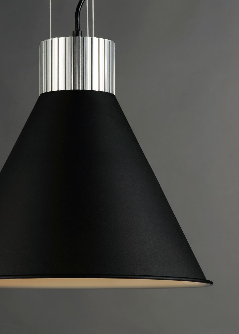 Storehouse 13.75' Single Light Pendant in Satin Aluminum and Black
