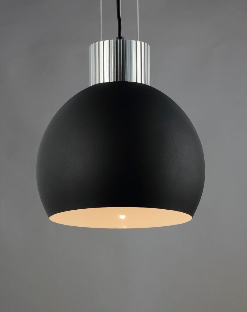 Storehouse 10.75' Single Light Pendant in Satin Aluminum and Black