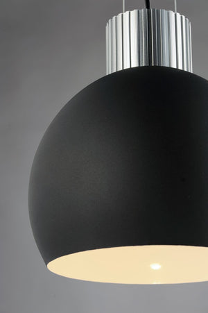 Storehouse 10.75' Single Light Pendant in Satin Aluminum and Black