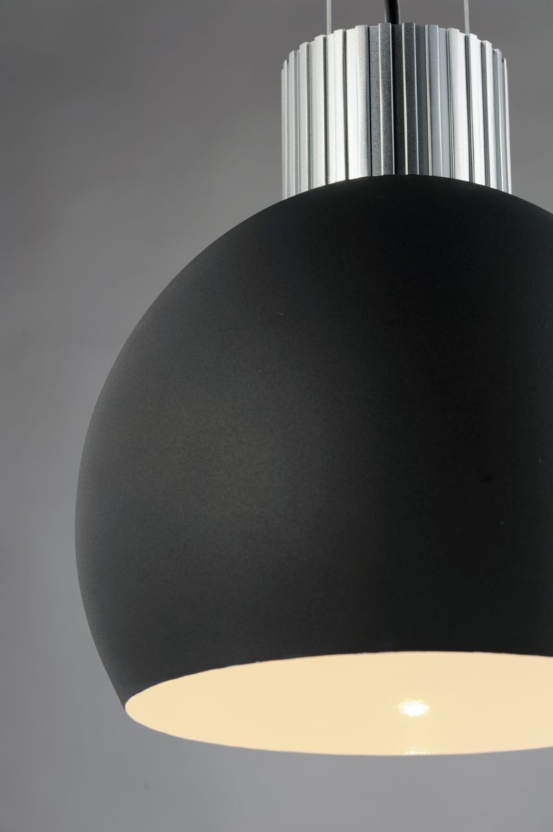 Storehouse 10.75' Single Light Pendant in Satin Aluminum and Black