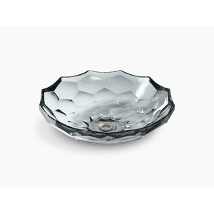 Briolette 17.5' x 17.5' x 4.75' Glass Vessel Bathroom Sink in Ice