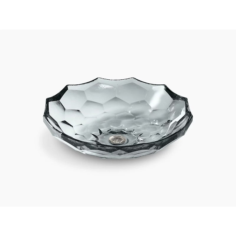 Briolette 17.5' x 17.5' x 4.75' Glass Vessel Bathroom Sink in Ice