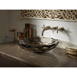 Briolette 17.5' x 17.5' x 4.75' Glass Vessel Bathroom Sink in Ice