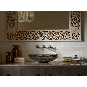 Briolette 17.5' x 17.5' x 4.75' Glass Vessel Bathroom Sink in Ice