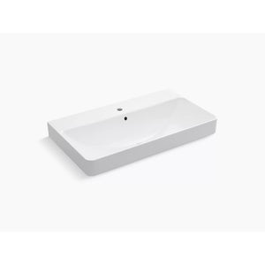 Vox Rectangle 20.5' x 35.44' x 7.69' Vitreous China Vessel Bathroom Sink in White