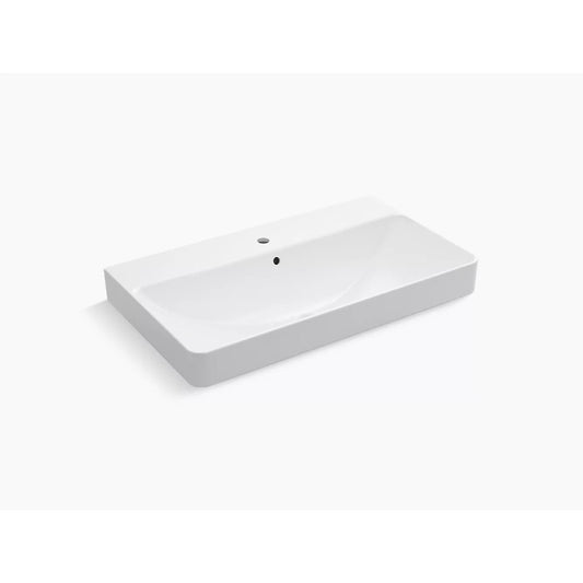 Vox Rectangle 20.5" x 35.44" x 7.69" Vitreous China Vessel Bathroom Sink in White