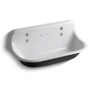 Brockway 17.5' x 36' x 15.63' Enameled Cast Iron Single Basin Wall Mount Laundry Sink in White