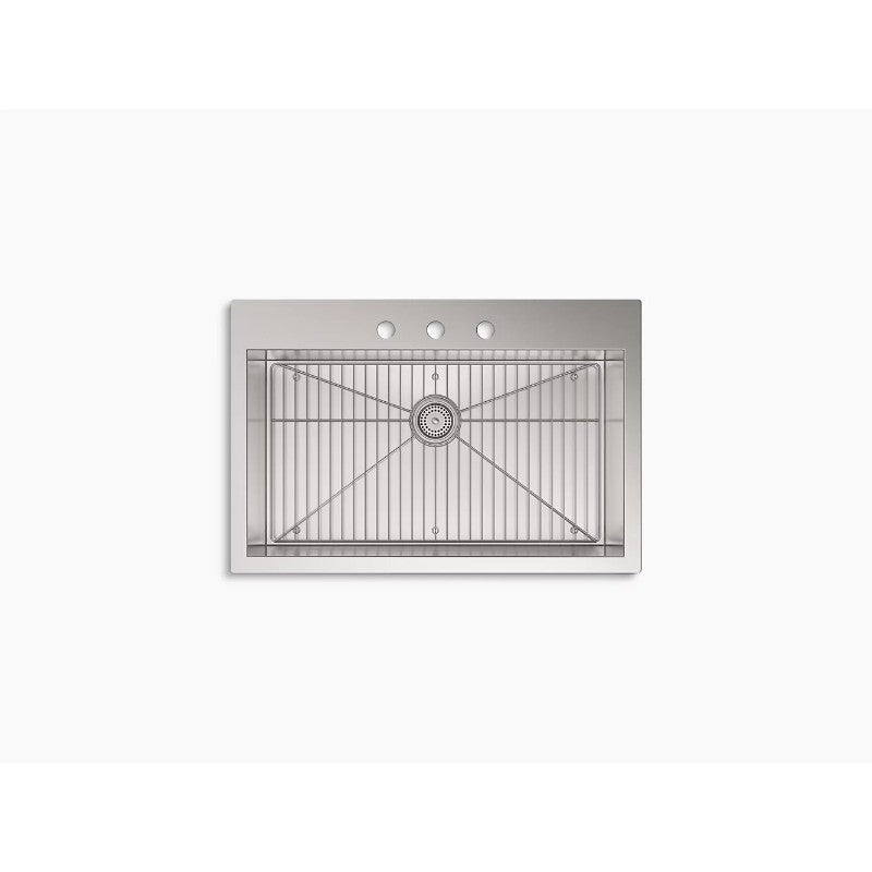 Vault 22' x 33' x 9.31' Stainless Steel Single Basin Dual-Mount Kitchen Sink - 3 Faucet Holes