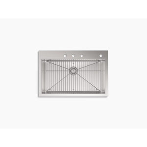 Vault 22' x 33' x 9.31' Stainless Steel Single Basin Dual-Mount Kitchen Sink - 4 Faucet Holes