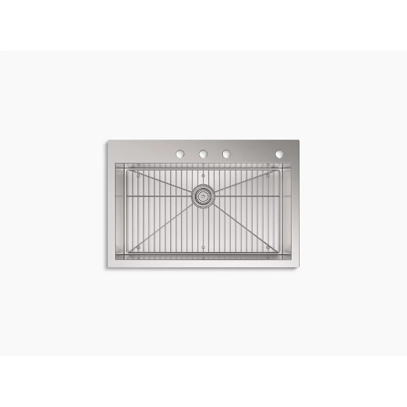 Vault 22' x 33' x 9.31' Stainless Steel Single Basin Dual-Mount Kitchen Sink - 4 Faucet Holes