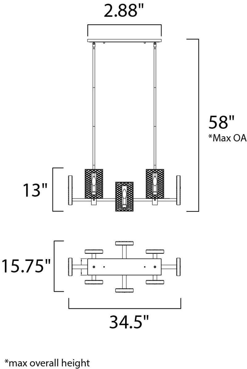 Suave 34.5' 8 Light Linear Pendant in Polished Nickel